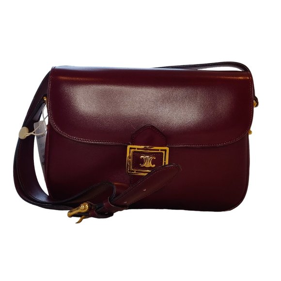 Celine Handbags - Rare Vintage Celine Burgundy Triomphe Cross-body Shoulder Bag